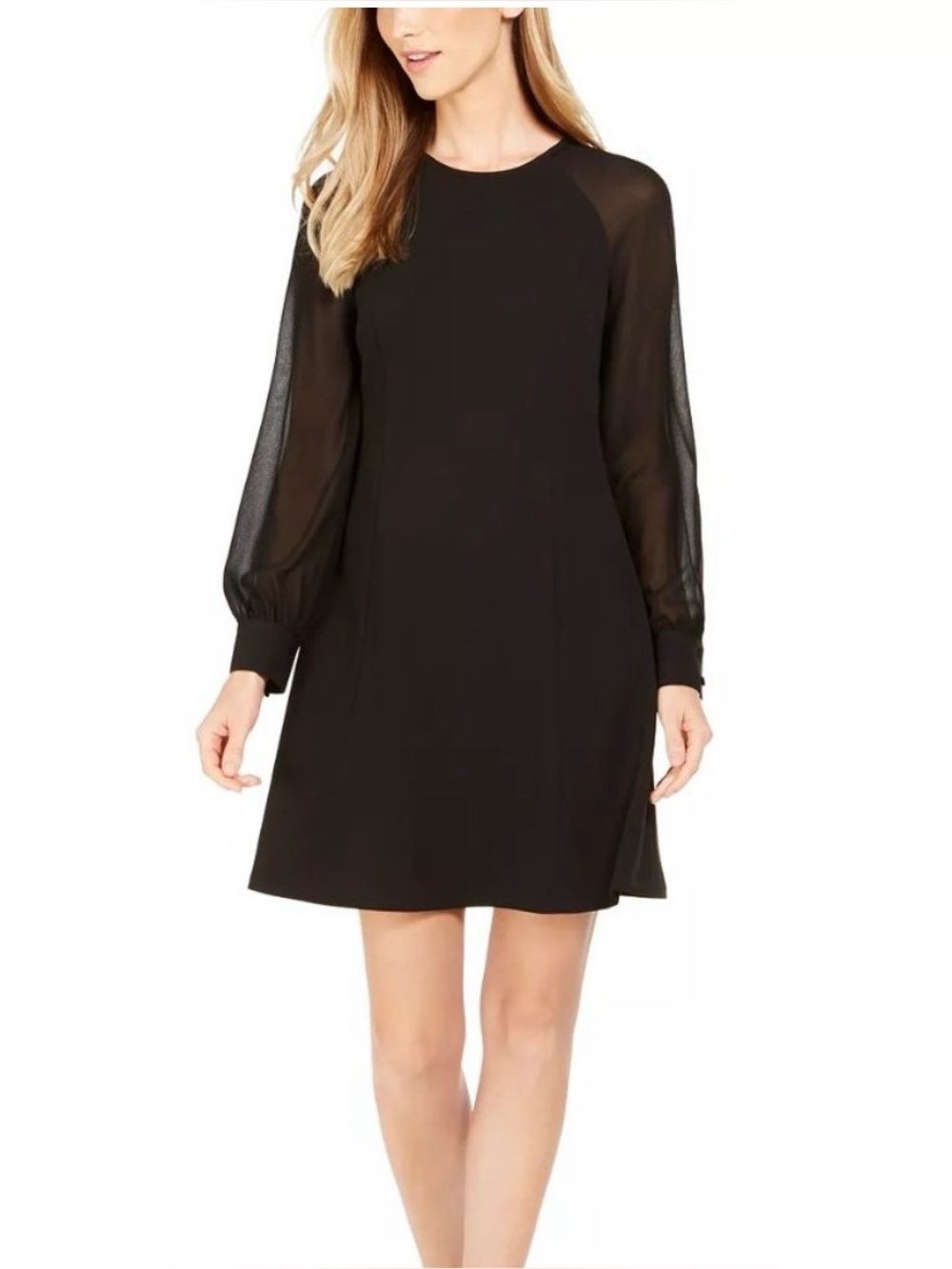 Calvin Klein Illusion-Sleeve A-Line Dress